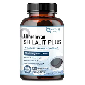 NATURE TARGET Pure Himalayan Shilajit | Shilajit for Men & Women | Fulvic Acid & Trace Minerals for Energy Boost | 500mg Maximum Potency Better Than Shilajit Resin | 120 Capsules