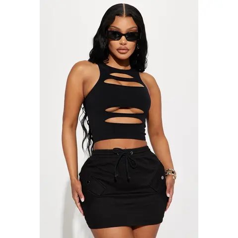 Tory Cut Out Seamless Top - Black