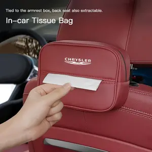 Car Tissue Box Holder Leather Car Armrest Napkin Case For Chrysler 300c Pacifica Phev Voyager Sebring Aspen 200 Airflow PT Cruiser Town and Country Crossfire Concorde