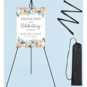 63'' Portable Display Stand for Posters and Signs, Lightweight Metal Tripod with Carrying Bag, Adjustable Height Easel for Wedding Events and Exhibitions, 1-Pack, Durable and Sturdy Ground Easel