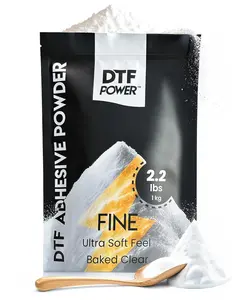 Baked Clear Soft Feel DTF Hot Melt Adhesive PreTreat Transfer Powder for All Garments, Fits All DTF and DTG Printers 2.2 lbs
