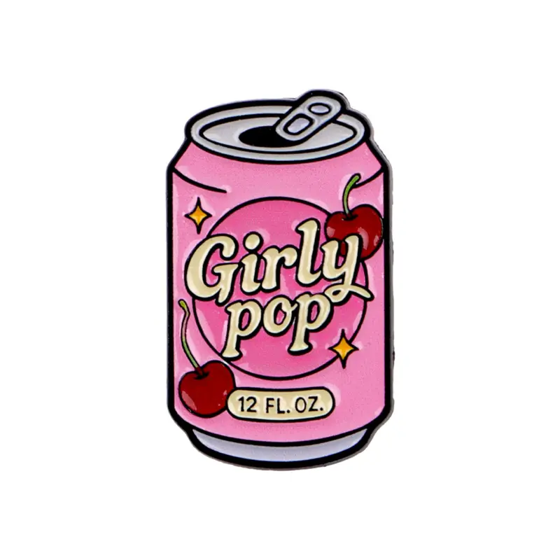 "Girly Pop" Quote Enamel Pin, Lapel Pin, Y2K Style Cute Zinc Alloy Brooch Badge, Trendy Fashion Accessory, Perfect Birthday Gift for Girls & Women