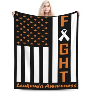 Fight Leukemia Awareness Throw Blanket for Couch 60"x50" Bed Sofa Super Soft Cozy Blanket Flannel Blankets & Throws