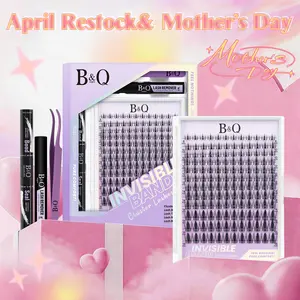 Fairy Lash Kit l B&Q Ultra-Thin Invisible Band Wispy Manga Individual Clusters,C Curl for DIY Eyelashes Extension,Waterproof Sleep Proof,Week Long Lasting Fake Lash Cosmetic Makeup Spiky Anime Lash Outdoorfun Vacation Lash Dolly Mother Gift