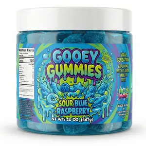 Sour Gooey Ultimate Mix Gummies in Sour Oozie Liquid Sour Blue Raspberry Raz Wet Candy Snack Multiple Size & Flavors