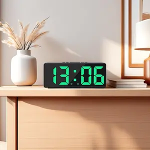 Battery Powered Voice Control Digital Alarm Clock Temperature 2 Display Modes 5 Levels Brightness Snooze Night Mode Desktop Table Clock 12/24H Anti-disturb Function LED Clock Digital Clock Decor(Battery Not Included), Multifunctional Alarm Clock