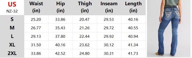 New Embroidered Denim Pants Fashion Elegant Commuter Daily Out Women's Denim Jeans High Waist Baggy Bottoms Womenswear Fitted Style