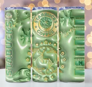 Pisces Light Green Puffy 3D Tumbler