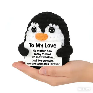 Romantic Handmade Crochet Penguin Gift - For Him Her Boyfriend Girlfriend, Birthday Christmas Valentines Wedding Anniversary Present for My Love Wife Husband Couples