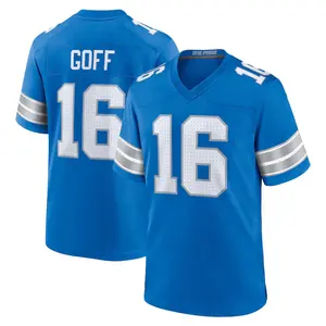 Detroit Goff 16 Blue/Black/White Football Player Game Jerseys, Sports Stitched T-shirts Top for Men Women Youth Boys Girls