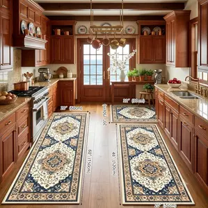 Azulia Home Farmhouse Kitchen Rugs Set of 3 (20"x24", 20"x30", 20"x48"), Non-Slip Washable Boho Kitchen Mats, Runner Rug for Floor, Kitchen, Laundry, Hallways