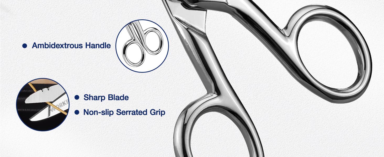 #backtoschool WORKPRO Electrician Scissors, 5-1/5 Inch Heavy Duty Scissors, Nickel-Plated Stainless Steel Snips with 19&23 Stripping Notches for Telecom and Electrical Work