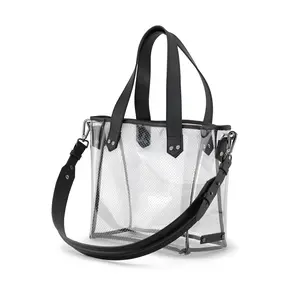 Gameday Bag - Black Leather / Clear PVC