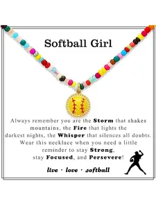Baseball/football/volleyball/basketball Necklace for Girls Women, Sporty Jewelry Gift for Boyfriend, 16+3 Inch Copper Chain