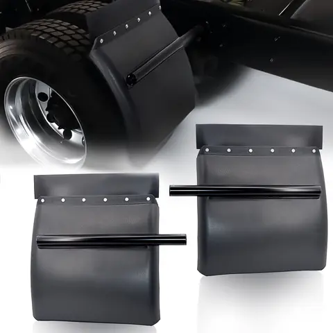 Torque Universal 24x24 in Heavy-Duty Low Profile Streamlined Quarter Fenders for Kenworth, Freightliner Trucks, Durable Black Poly Debris Guard, Damage-Resistant Auto Shock-Suspension Protection Replacement Part with Easy Installation Hardware