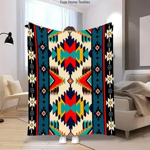 Versatile Ethnic Blanket That Is Machine Washable, Featuring A Geometric Pattern, Soft and Warm, Suitable for All Seasons, Perfect for Camping, Travel, Home Decoration, and As A Gift Idea, Also Serves As A Decorative Floor Mat and Camping Equipment