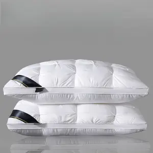 Five-Star Hotel Luxury Pillow for Deep Sleep, Neck Support and Non-Flat High Elastic Core, Allergy-Resistant Polyester Cover