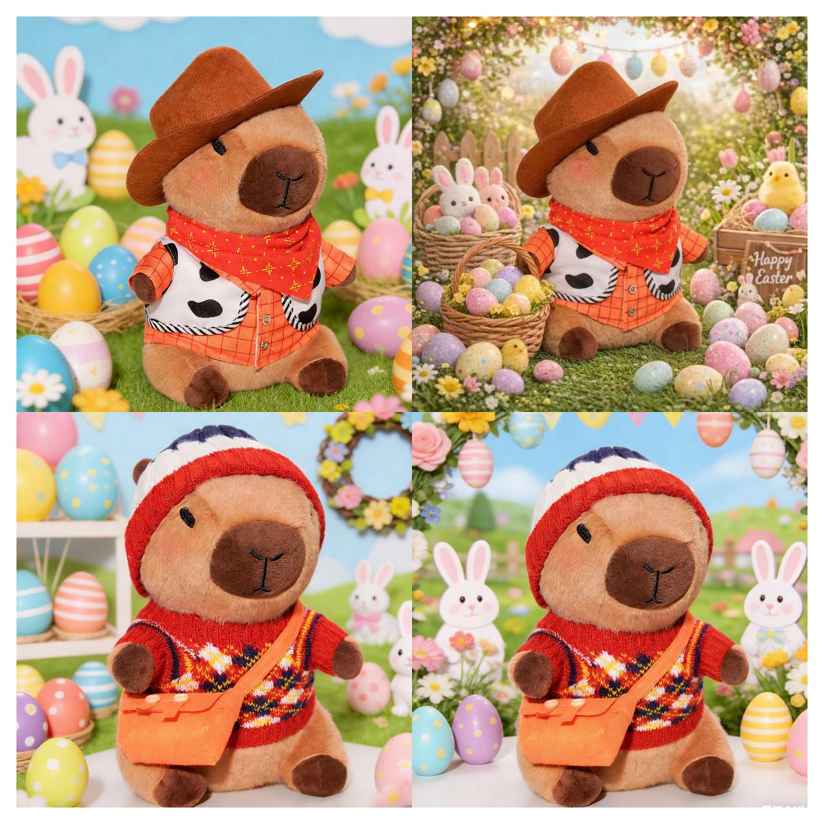 10.2 Inch Dress-Up Capybara Plush animals with Outfit Accessories, Cute Capybara Stuffed Doll with Hats, Sweaters, Bags and Bandana, Soft Gift Plush for Room Decor