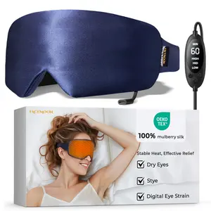 FACEMOON Heated Eye Masks for Warm Compress Silk Electric Heating Pad for Dry Eyes USB-Powered Stable Heat 3 Settings 4 Timer Options Calming Daily Eye Comfort