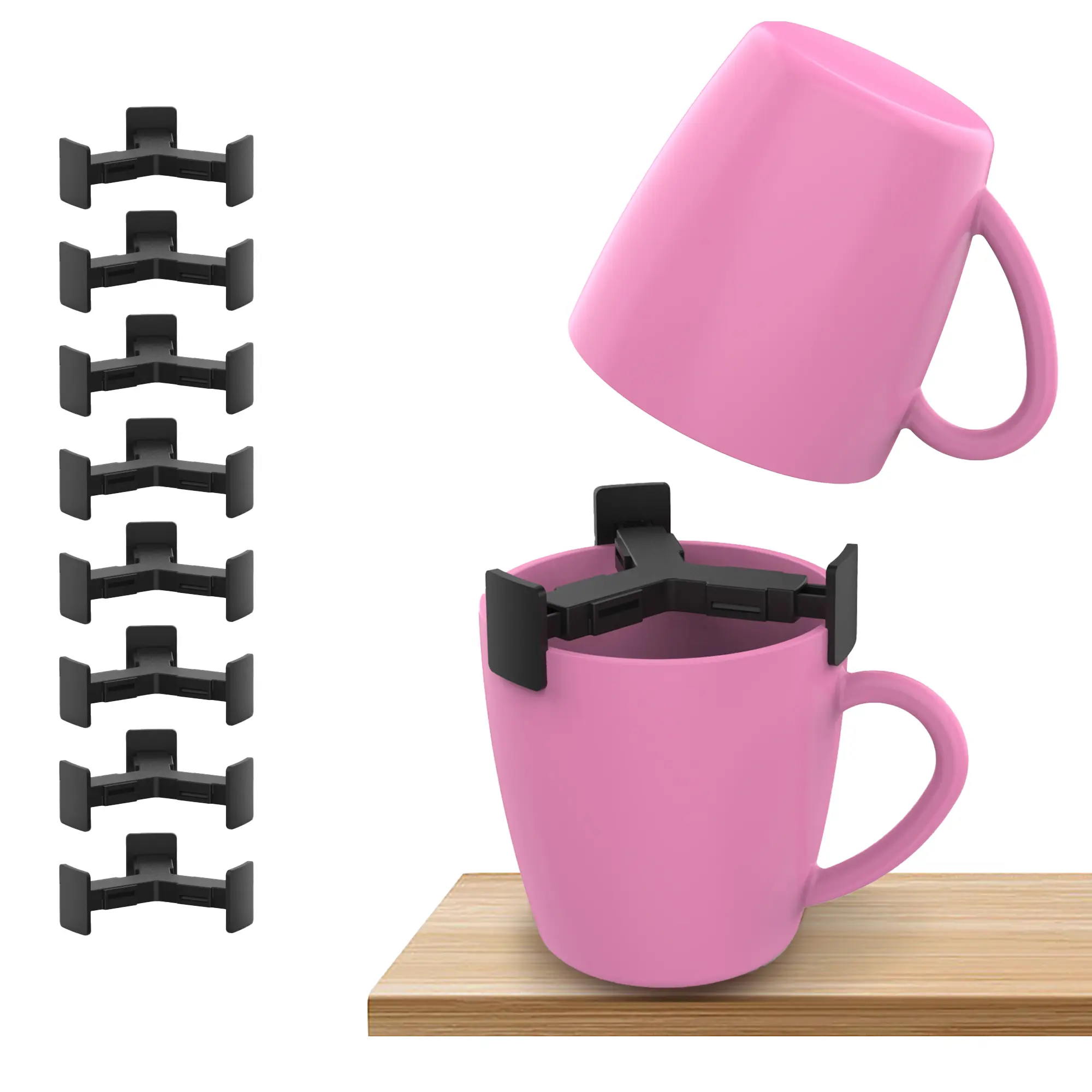 8 PCS Coffee Mug Organizers and Storage Cup Stacker Kitchen Cabinet Shelf Organizer Space Saving Expandable Holder for Mugs Tea Cup