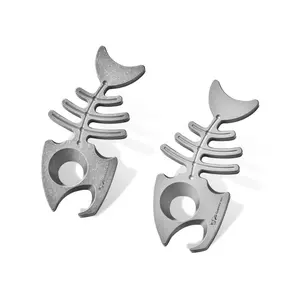 MultiFunction Titanium Alloy Fishbone Bottle Opener EDC Keychain Outdoor Tool Portable Keyring Multitool for Camping Hiking