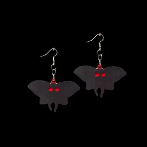 Wooden Mothman Earrings
