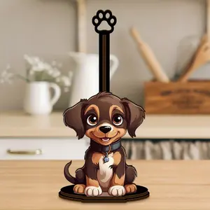 Cute Dog Shape Kitchen Paper Holder, Wooden Single Layer Towel Rack, Standing Kitchen Paper Storage, Countertop Napkin Stand, Roll Organizer