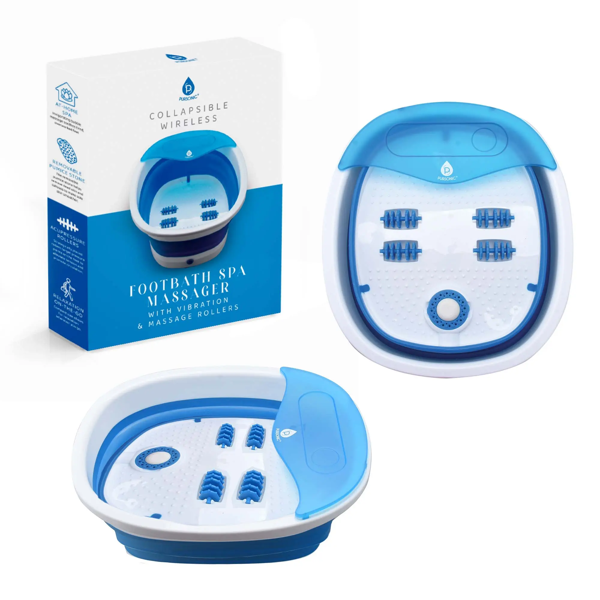 Collapsible Lightweight Wireless Footbath Spa Massager for Home Bathroom Use