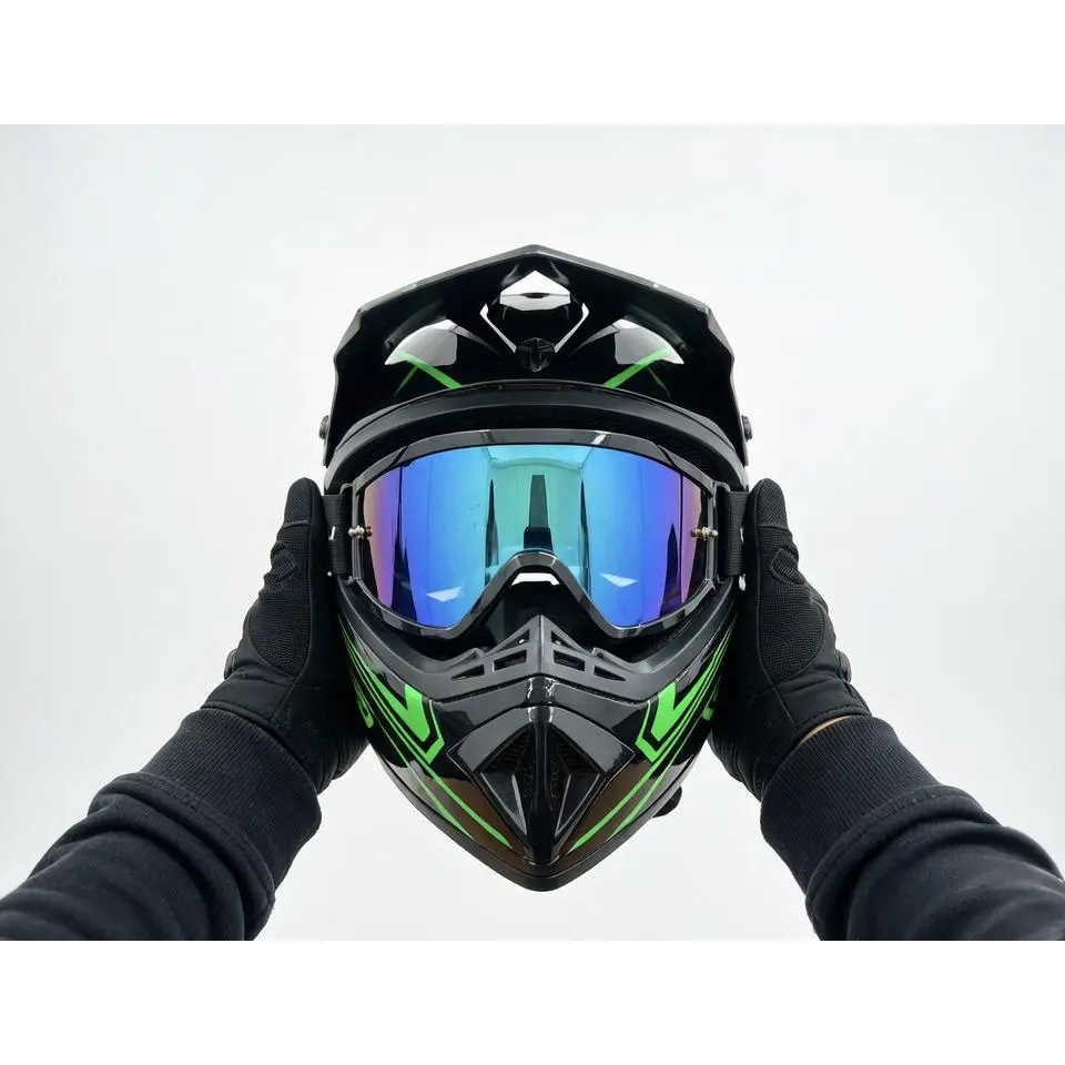 Full Face Pneumatic Racing Helmet DOT Certified, 4 in 1 Windproof ...