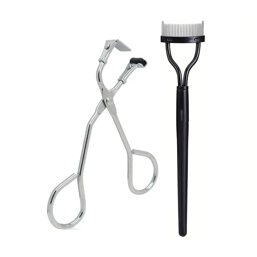 Partial Eyelash Curler & Eyelash Brush, 2 Counts/set Eyelash Curling Tool, Cosmetic Eyelash Curler, Eyelash Makeup Tool, Portable Eyelash Curler