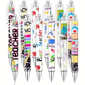 Teacher Round Ballpoint Pens Set, Fun Cute Cool Best Pen, Ink, Office Supplies Gift, Office Stationery, School Teacher Colleague, 6/12/18 Pieces