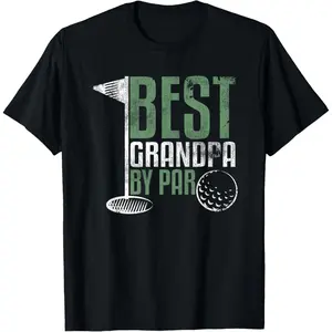 Best Grandpa by Par Father's Day Golf Grandad Golfing Gift T-Shirt Small Pure Cotton Graphic Tees Menswear Top: Gifts for Men & Women