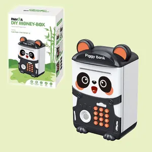 Panda Design Money Bank, Coin Piggy Bank, 1 Box Cute ATM Bank with Electric Fingerprint Password, Auto Scroll Paper Money Saving Box, Best Toy Gifts for Kids, Decor