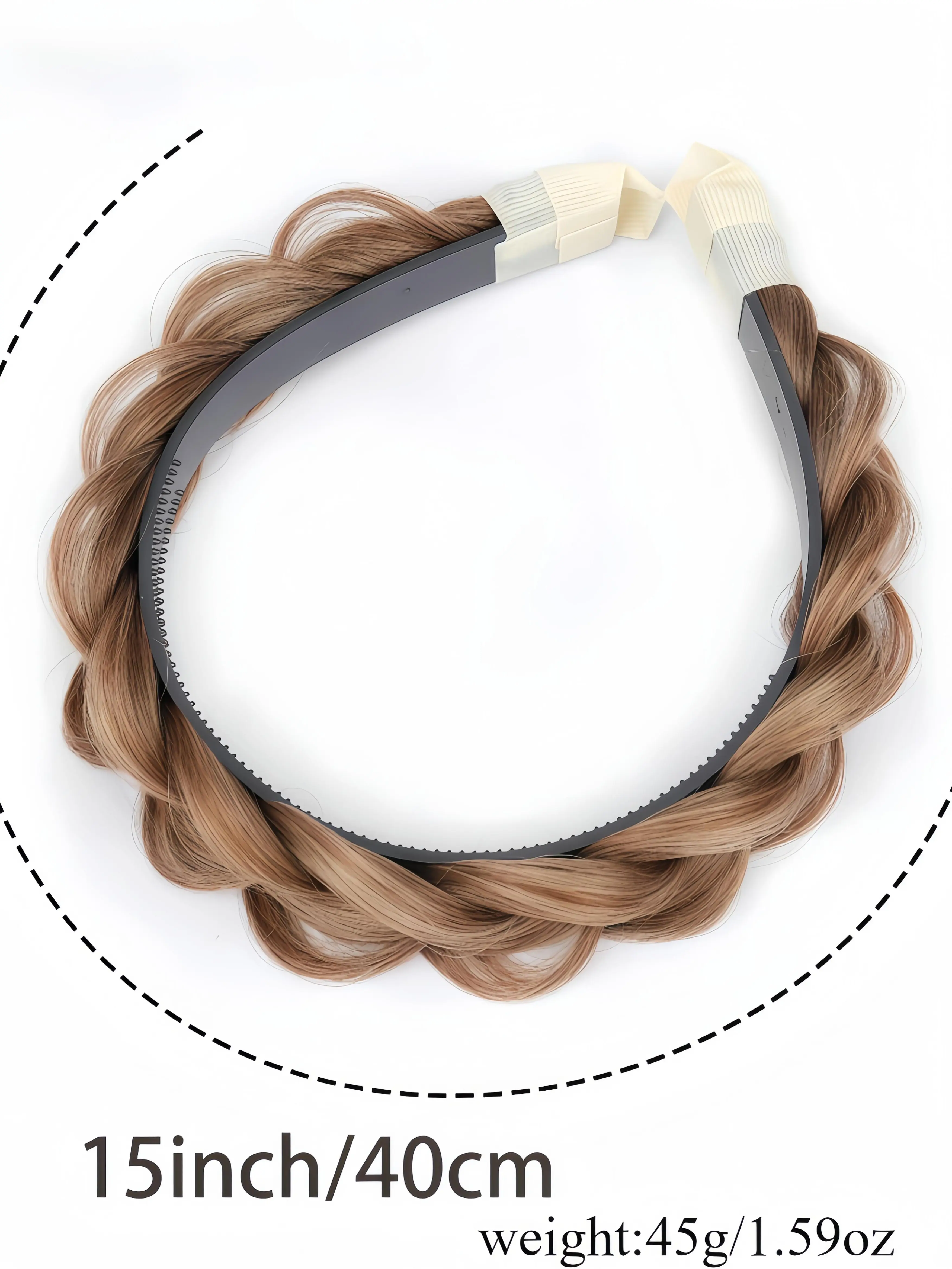 (Buy four pieces for a free one).Wide, slightly messy braided headband in sand gold, highly elastic textured weave, suitable for girls and women; fashionable hair clip (Buy four pieces for a free one).Wide, slightly messy braided headband in sand gold, highly elastic textured weave, suitable for girls and women; fashionable hair clip