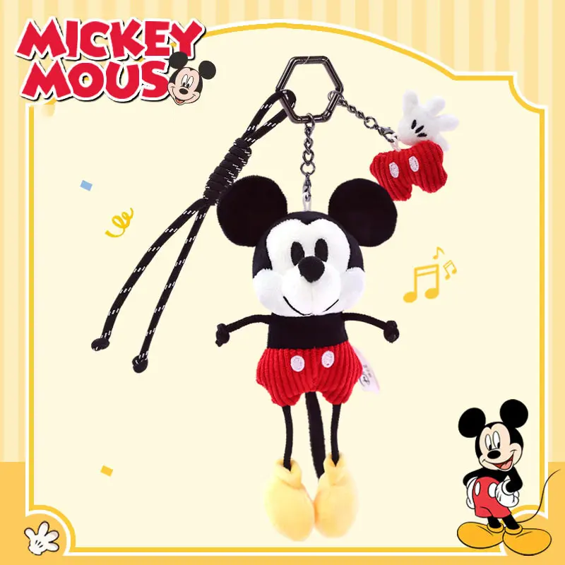 Disney Mickey Mouse Plush Keychain, Cute Mickey Bag Charm, Soft Plush Pendant with Wrist Strap, Backpack Keychain Accessory, Cartoon Collectible Gift, Cute Bag Decoration for Kids and Disney Fans
