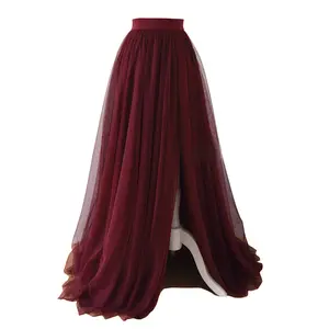 1 pc Women Split Long Floor Length Tulle Skirt For Prom Party Evening PC61