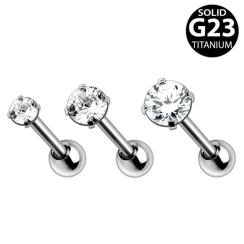 Titanium Prong Set CZ Triple Helix / Cartilage Earring