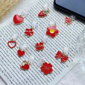 Mobile Phone Dust Plug - Strawberry Dust Plug Pendant - Alloy Pendant Dust Plug Pendant - Cell Phone Charm - Exquisite Small Gift, Practical, Dirt-resistant, and Compact - Suitable for iPhone, Type-C, and Android Dust Plugs