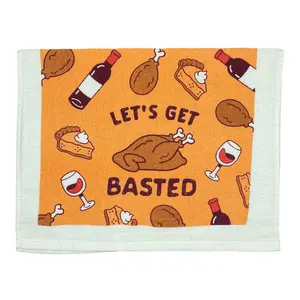 Lets Get Basted Funny Turkey Dinner Drinking Tea Towel Funny Dish Towels Soft Adsorbent Tea Towel