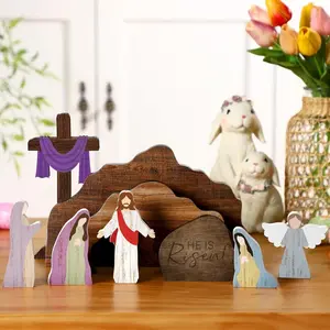 Empty Tomb Easter Party Wooden Scene DIY Decoration, Realistic Empty Tomb Design, Perfect for Religious Events & Home Decor