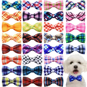 Random 10pcs Classic Plaid Dog Bows with Elastic Bands!  Cute Patterns & Pet Accessories for Small Dogs & Cats. Funny Pet Dog Products for Grooming Supplies & Holiday Glow Up. Removable Hair Accessory for Puppy Collar Charms. Preppy Style