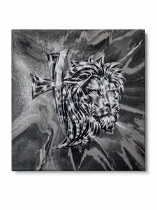 One of a Kind 10"x10" Spin Art Canvas  lion Of Juda-Inspired Wall Art ️
