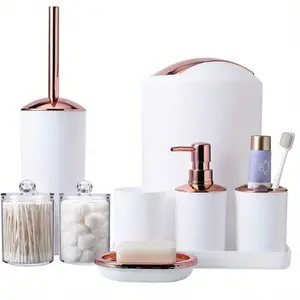 New Bathroom Accessory Set White Rose Gold Lid Bathroom Set Tray bathroom set
