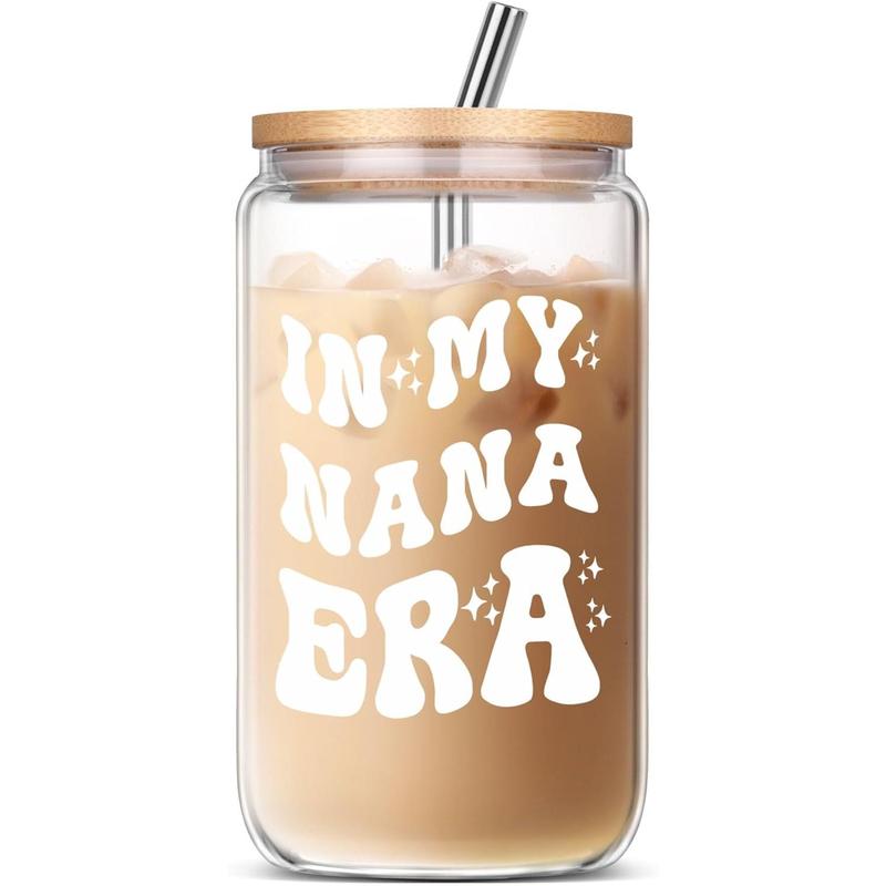 Gifts for Nana,  Nana Birthday Christmas Mothers Day Grandparents Day Gifts from Granddaughter Grandson Grandchildren, 16 Oz Women Cup Can Glass