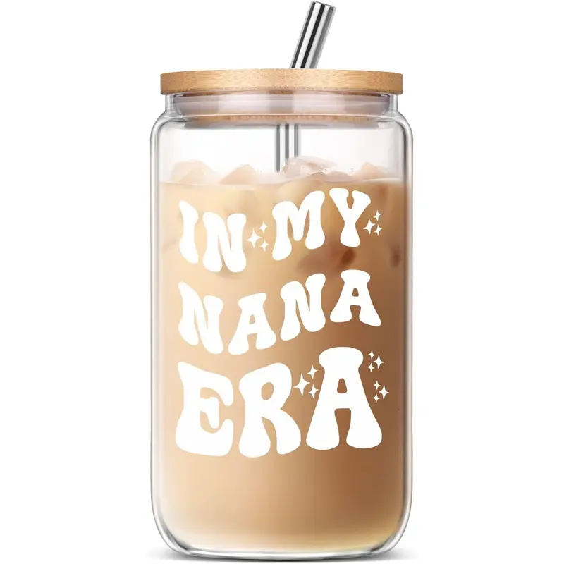 Gifts for Nana,  Nana Birthday Christmas Mothers Day Grandparents Day Gifts from Granddaughter Grandson Grandchildren, 16 Oz Women Cup Can Glass