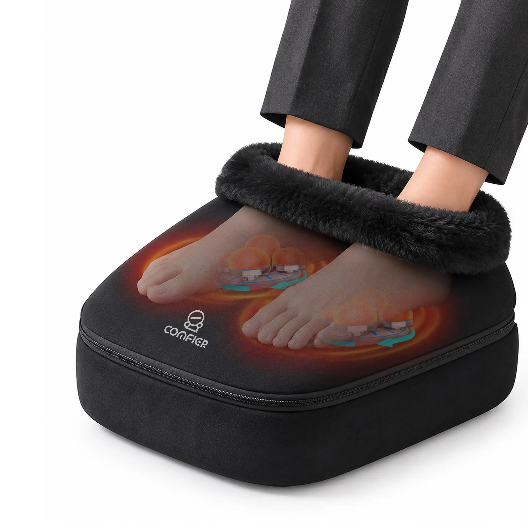 COMFIER 2026 3D Shiatsu Massager with Heat - Lightweight 2-in-1 Black Electric Device, Self Care Gadgets for Office Use, Dad Gifts for Him, Relieves Plantar Fasciitis/Neuropathy, 15-Minute Timer, Feet/Back Use