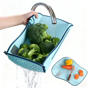 6 in 1 Multi-Functional Folding Cutting Board for Kitchen, Strainer,100% BPA Free, Dishwasher Safe, 6 in 1 Collapsible Chopping Board with Grater, Grinder, and Knife Sharpener. Great for Camping. Whight，meal prep containers，kitchen gadgets