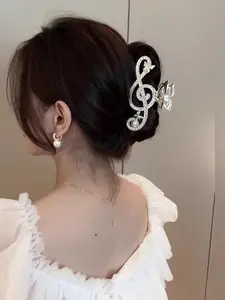Large Pearl Note Hair Clip for Women, Elegant Back-Of-Head Hair Clip, Trendy Shark Clip Accessory, New 2026 Design, Wedding Hair Decor, Wedding Hair Accessories, Decorative Hair Clips, 1 Piece/2 Pieces