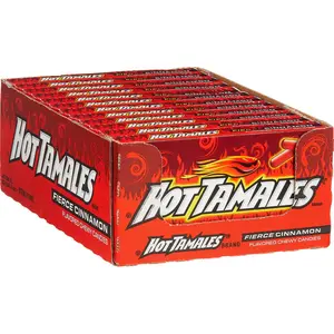 Hot Tamales Candy Theater Box 12 ct. - Spicy and Chewy Candy with Cinnamon Flavor - 12 Count Pack Snack Bonbon