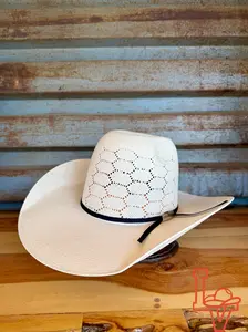 Los Vaqueros Straw Hat Regular Crown Honeycomb White